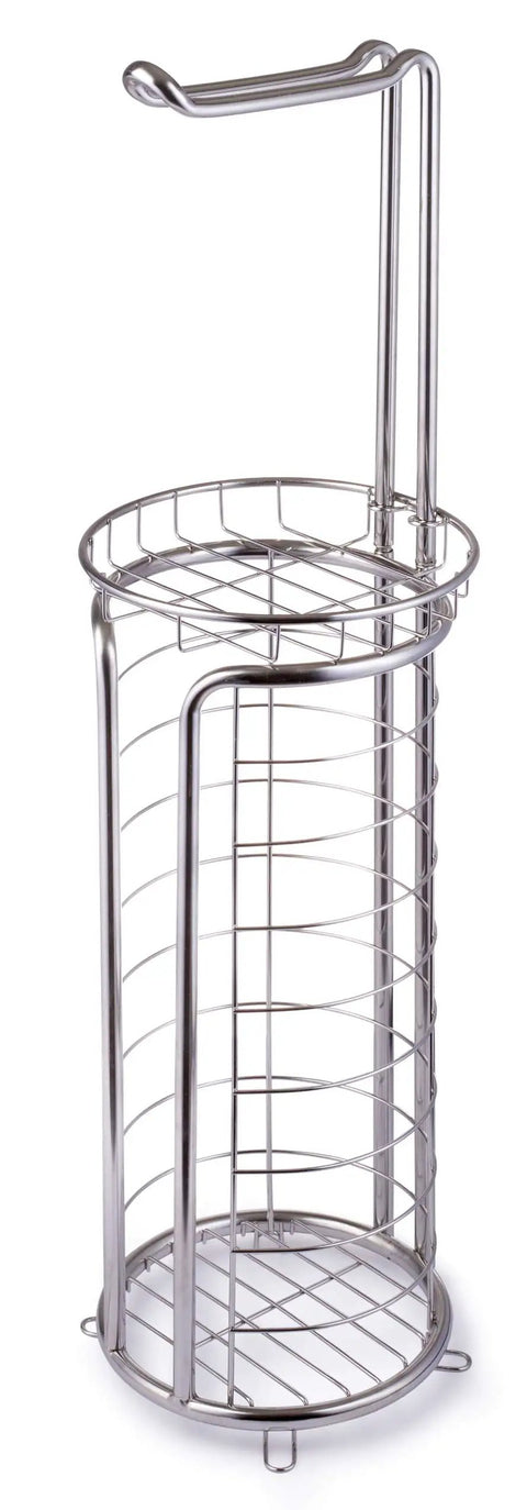 Freestanding Toilet Paper Roll Holder Stand Dispenser With Built In Storage Shelf Stainless Steel Bathroom Organizer Heavy Duty