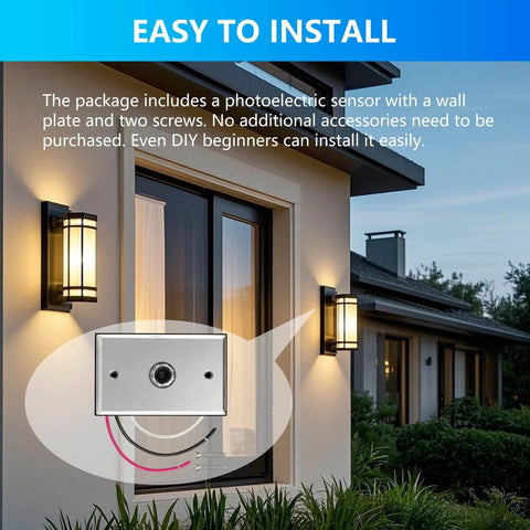 Outdoor Dusk To Dawn Photocell Sensor For Lights No Fuss Auto On Off Exterior Light Control Switch With Wall Plate And Screws