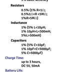 Specification sheet for Go To LCR Meter And ESR Meter For Digital Multimeter Style Testing, detailing accuracy and features.