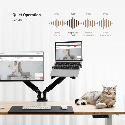 Rock Solid 72 By 30 Inch Electric Standing Desk Height Adjustable Dual Motor Sit Stand Computer Workstation with dual monitor arm.