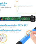 Diagram of 60W Soldering Iron Kit With Adjustable Temperature showing internal circuit board and temperature control features.