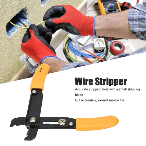 Heavy Duty Wire Stripper With Adjustable Blade For Home Appliance Wiring being used to strip insulation off wires with precision.
