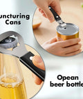 3 Piece Can Opener Bottle Opener and Wine Opener Set with Smooth Edge Manual Opener puncturing cans and opening beer bottles