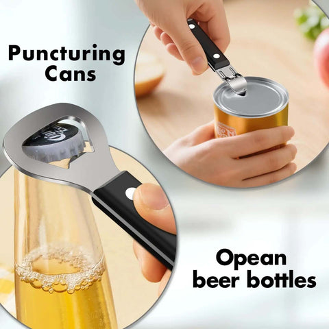 3 Piece Can Opener Bottle Opener and Wine Opener Set with Smooth Edge Manual Opener puncturing cans and opening beer bottles