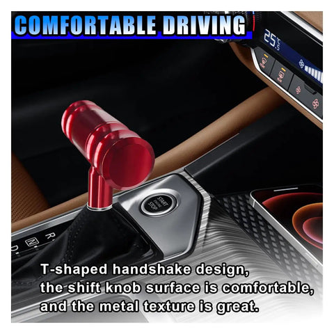 Red Dope Aircraft Style Joystick Shift Knob For Manual Cars, Aluminum Alloy T Handle Gear Shifter Lever installed