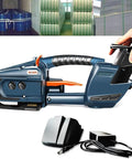 Automatic Hot Melt Electric Strapping Machine With Dual Power Batteries For Sealing Heavy Pp Pet Straps Up To 16Mm Wide seamless packaging tool with battery and charger.