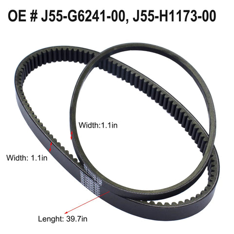 Golf Cart Drive Belt And Starter Generator Belt Kit For Yamaha G2 G5 G8 G9 G11 G14 G16 G20 G22 G29 2012 Up Replacement OE J55-G6241-00 J55-H1173-00 shown in packaging
