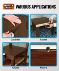 Various applications of Wood Grain Repair Tape Dark Walnut 2.25 In X 15 Ft 1 Pack Easy Peel And Apply Durable for cabinetry and flooring.