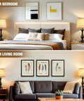 Upgraded 22 Inch Touch Table Lamps Set Of 2 With USB C And USB A Ports Dimmable Nightstand Lamps For Bedroom Living Room Office Black Base With Beige Lampshades Bulbs Included displayed in bedroom and living room.