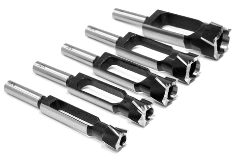 Five Piece Pro Grade Tenon And Deep Plug Cutter Drill Bit Set With Carrying Case For Dowels And Tenons Up To Three Inches Long Includes Three Eighths Inch, One Half Inch, Five Eighths Inch, Three Fourths Inch And One Inch Diameter Bits Fits Drill Presses