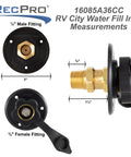 RV City Water Inlet With Brass Check Valve, Black Finish, Made In USA, Heavy Duty Construction, Secure Brass Pipe Threads For Leakproof City Water Fill And Reliable RV Hookups, 3-inch
