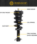 Two Piece Front Struts Assembly With Magnetic Electronic Suspension For 2007 To 2014 Cadillac Escalade Suburban Tahoe GMC Yukon XL Sierra 1500 Replace 580435 For Better Ride And Handling with labeled parts including coil springs and inner sensor