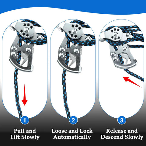 Heavy Duty Jeep Wrangler Hard Top Removal Lift Hoist With Self Levelling Design And Safety Anti-Drop Feature, pulley mechanism instructions.