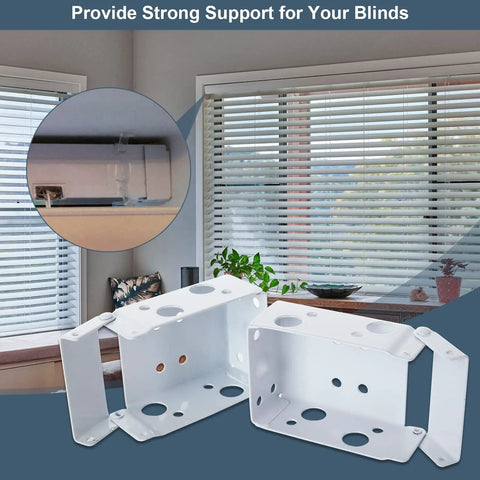 2 Inch White Low Profile Box Mount Blind Brackets Bundle, 12 Pcs Six Sets for window blinds headrail installation displayed