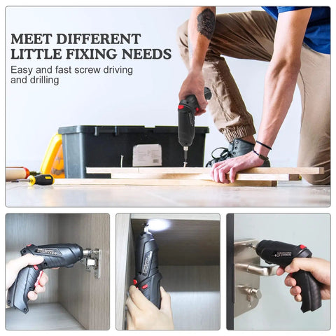 Easy Grip Cordless Electric Screwdriver With Bright Led Work Light And Rapid Usb Charging Solid Rechargeable Power Drill Kit With 47 Bits For Stress Free Home Jobs in use for driving screws.