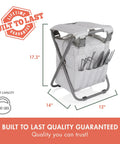 Gardener Two Point Zero Folding Seat With Tools All In One Portable Garden Stool With Detachable Storage Tote Fog Gray