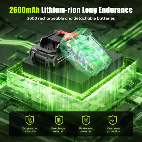 2600mAh lithium-ion battery for 2-In-1 600W Cordless Hedge Trimmer And Grass Trimmer 21V Battery Powered Garden Tool Long Battery Life