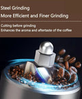 Top Shelf Electric Burr Coffee Grinder Featuring 60 Exact Grind Levels And Durable Stainless Steel Conical Blades For Quiet Espresso And Herb Processing Hassle Free Single Pour Dosing with steel grinding mechanism and coffee beans.