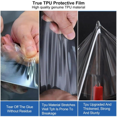 Precision Precut TPU Paint Protection Film For Tesla Model Y Juniper 2025 2026 Models showing flexible TPU material in use.