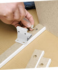 Heavy Duty Sliding Door Roller Track Guide Rail Brackets Stainless Steel Side Hang Buckle Hardware For DIY Home Renovation Built To Take A Beating Durable Quiet Smooth Operation And Easy Install For Interior Exterior Doors being installed on wooden surface