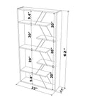 Diagram of Six Tier White And Yellow Bookcase Storage Shelf With Industrial Display Vibe, 62 cm height, 33 cm width