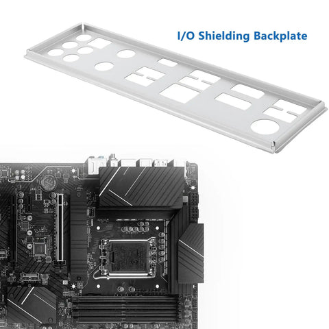 Beefy IO Shield Backplate For Pro B760-P WiFi DDR4 Motherboard shown above the corresponding motherboard slot