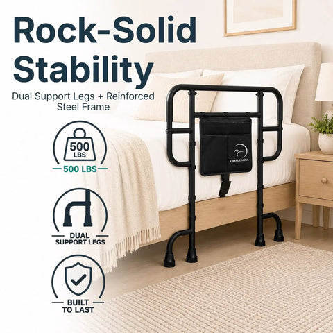 Built Tough Heavy Duty Bed Rail For Elderly And Plus Size Adults, Supports Up To 500 Lbs, fits King and Queen beds