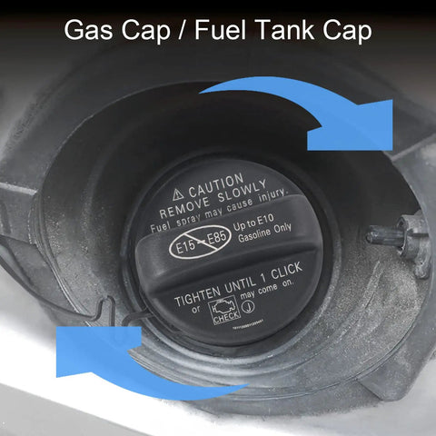 Gas Cap Replacement 77300-06040 Fits Toyota Scion And Lexus Vehicles installed in fuel tank with caution label visible