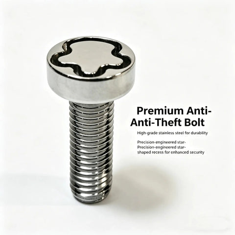 M6 Stainless Steel Anti Theft Locking Screws Kit 20mm showing premium anti-theft bolt design with star-shaped recess for security