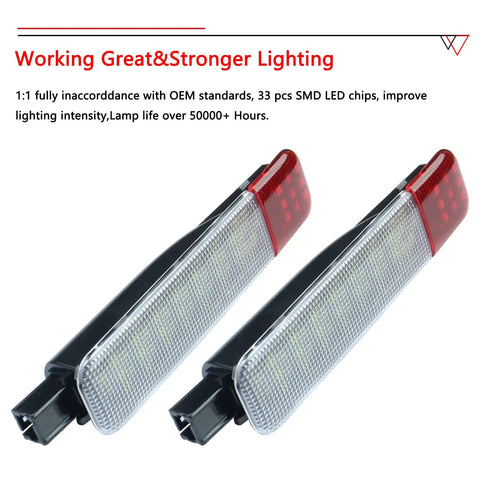 LED Door Courtesy Lights Kit For Chevy Silverado GMC Sierra Suburban Avalanche Hummer H2 Yukon Interior Door Panel Lighting Easy Plug And Play Upgrade For 1995 2009 Models, two-piece set shown