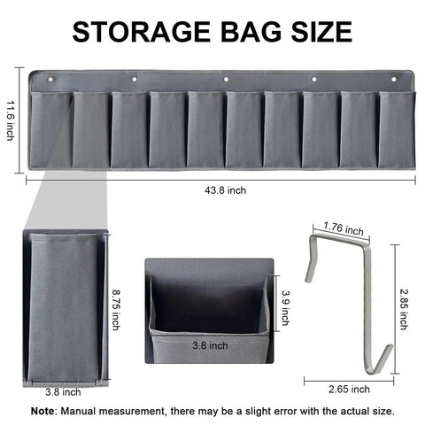 Overbed Hanging Shoe Organizer With Ten Pockets And Sturdy Hooks For RV And Bedroom Storage product dimensions