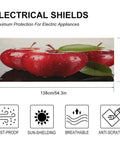 Premium Linen Appliance Dust Covers For Washer Dryer Refrigerator And More displayed with apple print, size specifics shown