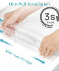 12 Pack Clear Drawer Dividers For Clothes 4 Inch Tall shown being installed in a drawer for organizing clothing.