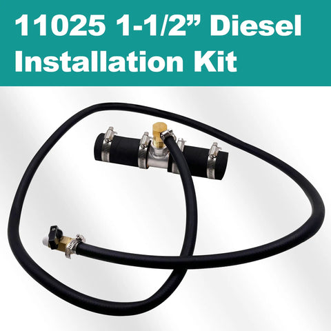 Diesel Installation Kit With A 1.5 Inch Fill Line For Gravity Fueled Auxiliary Fuel Tank, Bolt On For Ford, Chevy/GMC, And Dodge Diesel Trucks From 1999 To 2024, Part Number 11025.