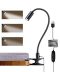 LED Desk Lamp With Clamp For Home Office And Reading, 12 Inch Flexible Gooseneck, Eye Protection USB Light With 10 Brightness Levels