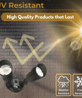 Led Black Two Light Bullet Flood Light 3000K Adjustable Dual Head Outdoor Security Spotlight Hardwired Waterproof For Yard