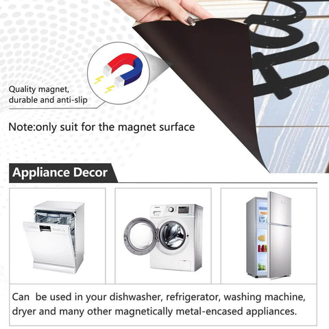 Hand peeling back Happy Camper On Wood Magnetic Cover For Refrigerator Front Door And Dishwasher Totally Ultra Strong PVC Coated Magnetic Panel overview