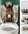 Elongated Toilet Seat Replacement, Resin Donkey Pattern for Bathroom, featuring a donkey face design with stainless steel hinges.