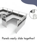 Modular Office Cubicle Kit With Adjustable Partition Panels And Mobile Storage Cart Quick Snap Together Design Compact workspace with slide-lock panels.