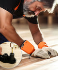 Person using Floor Repair Kit With 50 Steel Screws And 5 Tools To Stop Squeaky Floors On Carpets And Hardwood Hidden Deck Fasteners