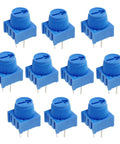 10 Pcs 10K Ohm Breadboard Trim Potentiometer Kit With Blue Knobs For Arduino Projects And Prototyping, each pot with 3 pins.
