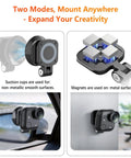 Magnetic Mount For Insta360 GO Ultra With 2-In-1 Magnetic And Suction Holder demonstrating versatility on surfaces.