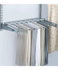 Seven Pair Pants Rack For Closets In Titanium Finish With Non Slip Grippers And Slick Ball Bearing Glide Holds Seven Pairs