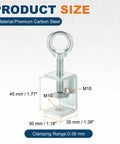 Heavy Duty Carbon Steel C Clamp 45mm Tiger U Clip With Eye Hook Screw for Woodworking Welding and Mounting, Durable Galvanized Finish, All Purpose DIY Pro Grip for Projects. 45mm carbon steel clamp with M10 eye screw, 0-38mm range