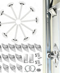 Garage Door Hardware Kit Replacement For 16x7 And 18x7 Doors With Premium White Nylon Rollers Heavy Duty 14 GA Hinges Top And Bottom Brackets Lift Cables And Mounting Screws Ready To Install For Residential Use, white rollers and steel hinges
