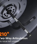 Two Way Articulating Borescope With Light For Tight Spaces Go To Tool 210 Degree Sweep Endoscope Camera 1080P With 4.3 Inch IPS Screen 0.33 Inch Semi Rigid Probe 32GB Memory 5.5 Foot Cable Ideal For Automotive Engine HVAC And Wall Inspections, 210° probe