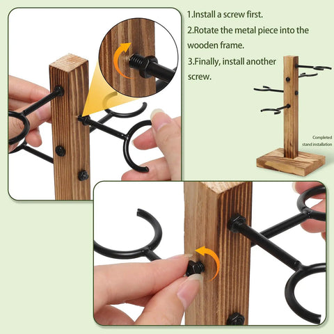 Steps for assembling Colorful Glass Plant Terrarium Propagation Stations With Wooden Stand Glass Vase