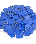 Pile of blue 13.56MHz RFID Key Fobs For Door Access Pack Of 100 IC Key Fob Tags Programmable ISO14443A Card Keychain With 1K Memory
