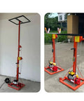 Heavy Duty Mobile Lift Platform With Industrial Winch Crane Plus Shop Grade Overhead Hoist And Hardcore Steel Cable Boom Rig for warehouse use.