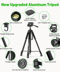 68 Inch Adjustable Laser Level Tripod With One Quarter And Five Eighth Inch Mounts Heavy Duty Portable Stand 3 Way Pan Head With 360 Degree Rotation And 90 Degree Tilt Built In Bubble Level Phone Holder Ideal Dad Gift. black aluminum tripod with bubble level and 3-way pan head